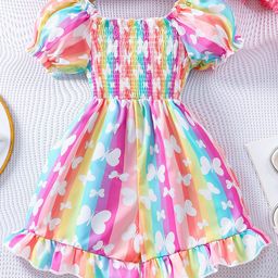 INCLUD GirlsButterfly Print Smocked Puff Sleeves Basic Jumpsuit-15