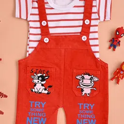 BAESD Infants Printed Dungaree With Detachable T-Shirt-8