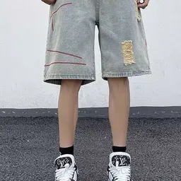 HERE&NOW Men Denim Regular Fit Mid-Rise Shorts-picture-29