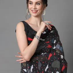 Anouk Rustic Abstract Embellished Sequinned Pure Georgette Saree image 4