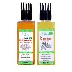ANI'S Set Of 2 Sesame & Castor Hair Oil For Strong & Silky Hairs - 100ml Each-57