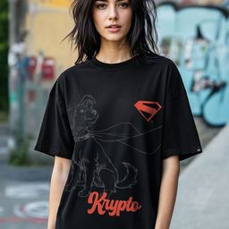 Bewakoof Superman Printed Drop-Shoulder Sleeves Pure Cotton Oversized T-shirt-image-81