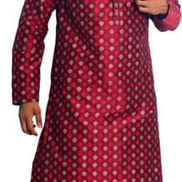 House of Aqss Ethnic Motifs Woven Design Mandarin Collar Straight Kurta With Pyjama-picture-21