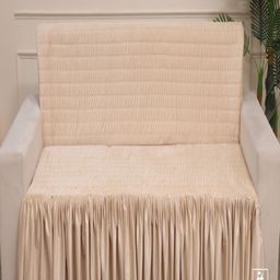 Fashion Throw Beige Self Design Velvet 3 Seater Sofa Cover-image-17