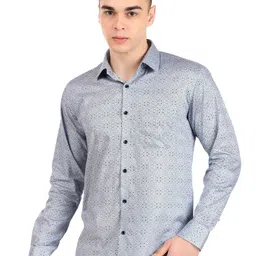 DESIGN UP Men Classic Spread Collar Abstract Printed Cotton Slim Fit Formal Shirt-image-25