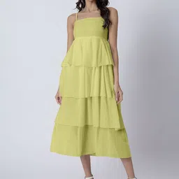 Moomaya Women Tiered Drop-Waist Midi Dress-image-80