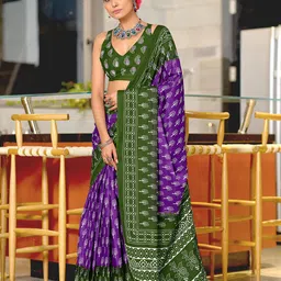 Pandadi Saree Ethnic Motifs Printed Ready to Wear Block Print Saree-image-8