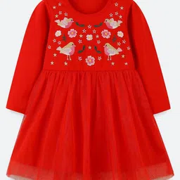 Oh Rare Girls Embroidered Round Neck Fit & Flare Dress-picture-13