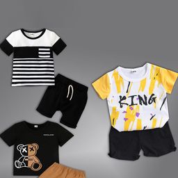 HELPOM Unisex Kids Printed T-shirt with Shorts-26