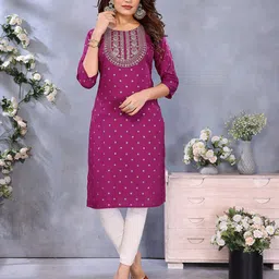 Rangita Women Woven Design Embroidered Festive Straight Kurta-image-72