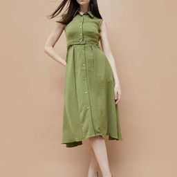 CODE by Lifestyle Women Belted Detailed Shirt Midi Dress-image-30