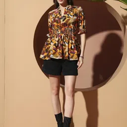 LookShine Women Brown Polyester Printed Tops-picture-1
