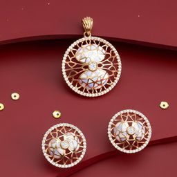 Kushal's Fashion Jewellery White Gold-Plated Party Zircon Pendant Set-picture-22