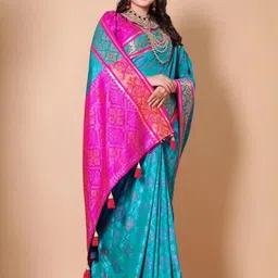 AKSH FASHION Blue Silk Blend Sarees-picture-44