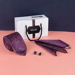 ELLIS Men Printed Tie With Cufflinks And Pocket Square-image-40