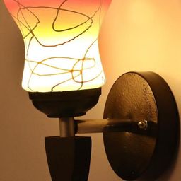 1ST TIME Pink & White Colourblocked Glass Cylinder Shaped Wall Lamp-picture-0