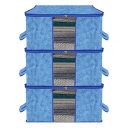 Kuber Industries Blue 3 Pieces Lahariya Printed Drawer Organiser-54