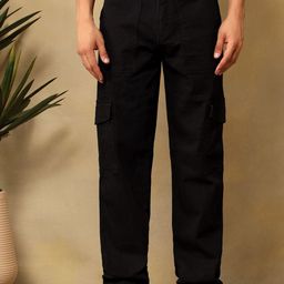 Stylecast X Kotty Men Relaxed Fit Utility Cotton Cargo Jeans with Side Flap Pockets-image-75
