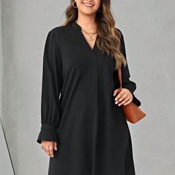 StyleCast Curve Women Bishop Sleeve A-Line Dress-picture-26