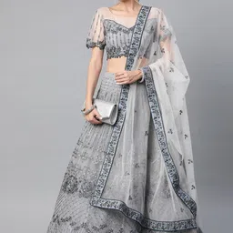 DIVASTRI Embellished Sequinned Semi-Stitched Lehenga & Unstitched Blouse With Dupatta-image-28