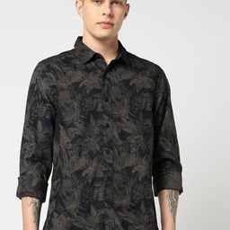 GAP Floral Printed Spread Collar Slim Fit Cotton Poplin Shirt-image-1