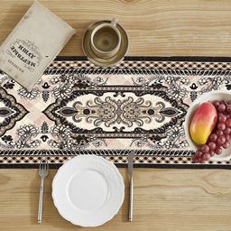 Kuber Industries Cream-Color & Brown Printed Cotton Table Runner image 2