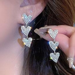 AKISON JEWELS Silver-Plated American Diamond Heart Shaped Drop Earrings-image-17