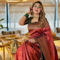 Visit Wear Woven Design Zari Pure Silk Banarasi Saree-image-64