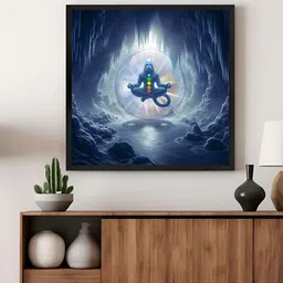 999Store Blue & White Krishna Meditative Lord Shiva Religious Canvas Wall Art-8