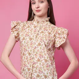 PRETTY LOVING THING Floral Printed Cotton Shirt Style Top-image-86
