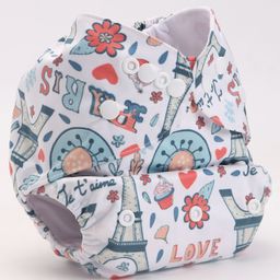 Babyhug Free Size Reusable Cloth Diaper With Insert Paris Print - White image 4