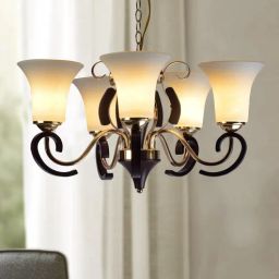 kapoor lampshades Manchester Gold Glass Shaded Chandelier-picture-2