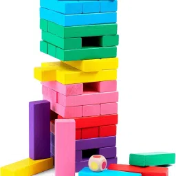 Wooden Colorful Stacking Tower Game with Dice Learning Toy for Kids & Family Fun-picture-13