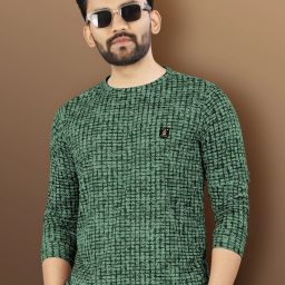 Men Printed Round Neck Polyester Green T-Shirt-image-8