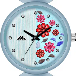 Unique Colorful Flower Design Dial Slim Silicone Belt Analog Watch - For Girls G-19-34