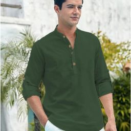 Men Solid Pure Cotton Straight Kurta-image-4