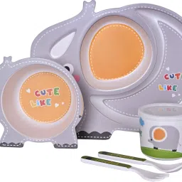 Friendly Bamboo Fibre Elephant Print Feeding Set - FIBRE-22