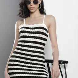 Tommy Hilfiger Striped Crochet Sleeveless Sheath Dress-image-44