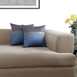 ANS Blue & Purple Set of 2 Colourblocked 16" X 16" Square Cushion Cover-19