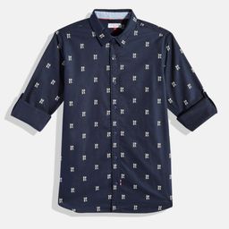 U.S. Polo Assn. Kids Boys Navy Blue Printed Pure Cotton Casual Shirt-picture-33