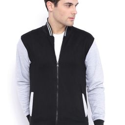 Campus Sutra Black & Grey Colourblocked Bomber Jacket-image-45