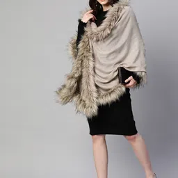 MODARTA Wool Winter Shawl with Fur-40