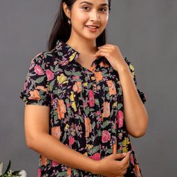 Jasoriya Floral Printed Shirt Collar A-Line Dress-image-12