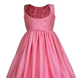 BAESD Girls Sleeveless Embellished Detail Chinnon Silk Fit & Flare Dress-image-24