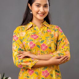 Jasoriya Floral Printed Shirt Collar A-Line Dress-image-30