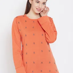 Belle Fille Women Orange Embellished Winter Top-image-8