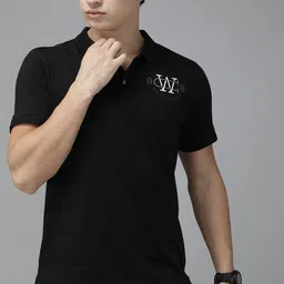 Wildcraft Men Black Solid Polo Collar Pure Cotton T-shirt With Printed Detailing-picture-39