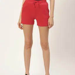 BRINNS Women Red Solid Cotton Shorts-image-40