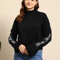 Mast & Harbour Floral Embroidered Pullover Sweaters-picture-22