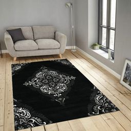 PRESTO Black & Grey Printed Anti-Skid Carpet image 1